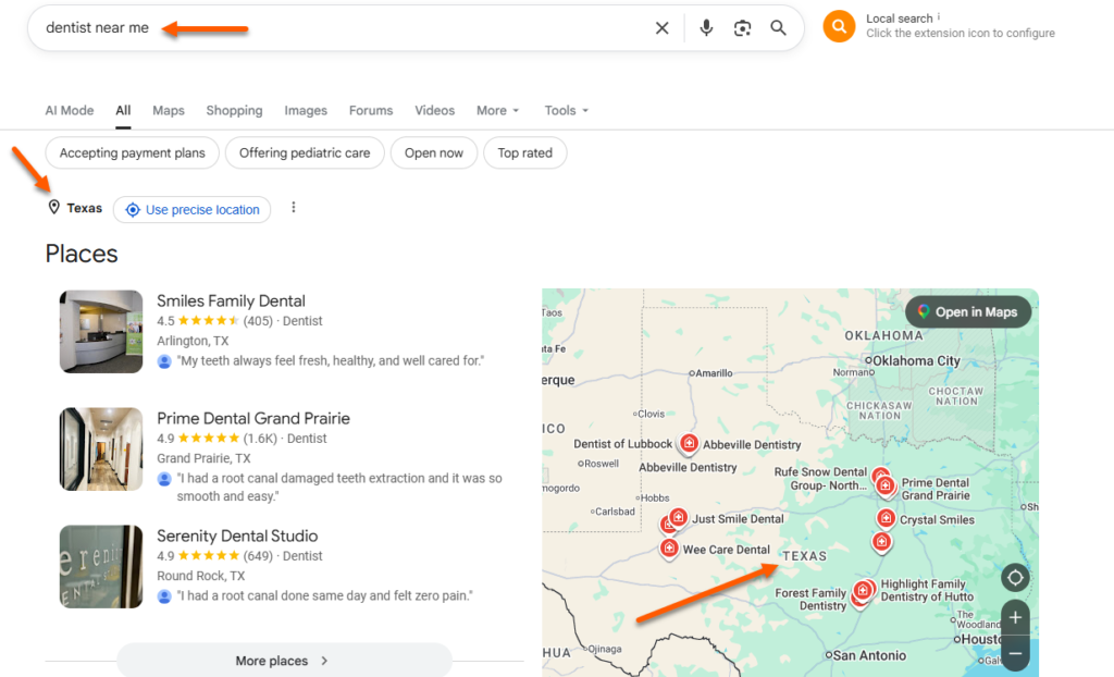 example of good local seo